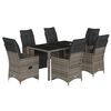vidaXL 7 pcs conjunto bistr&ocirc; de jardim c/ almofad&otilde;es vime PE cinza