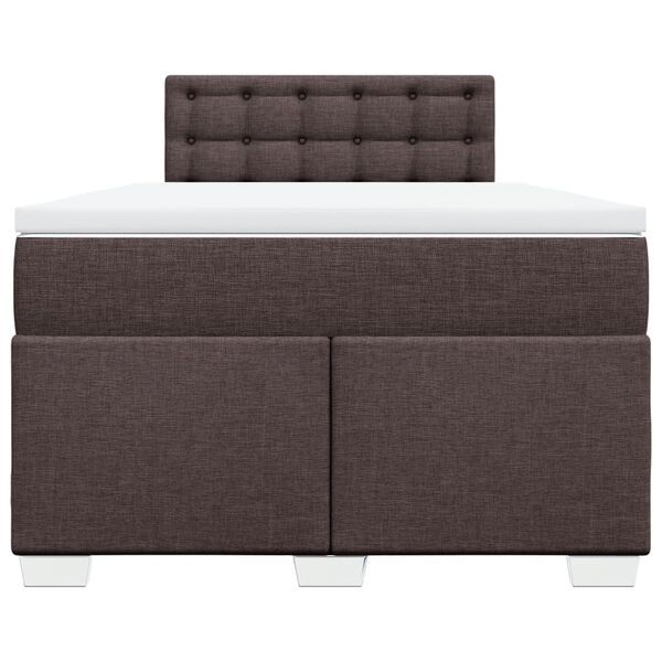 vidaXL Cama boxspring com colch&atilde;o 120x190 cm tecido castanho-escuro
