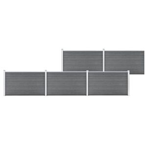 vidaXL Painel de veda&ccedil;&atilde;o para jardim 872x106 cm WPC cinzento