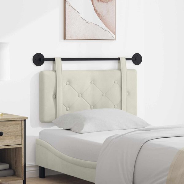 vidaXL Cabeceira Suspensa Creme 90 x 55 x 5 cm Veludo