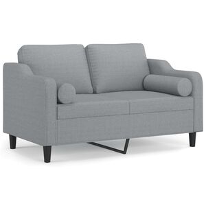vidaXL Sof&aacute; 2 lugares + almofadas decorativas 120cm tecido cinza-claro