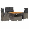 vidaXL 4 pcs conjunto de jantar p/ jardim c/ almofad&otilde;es vime PE cinza