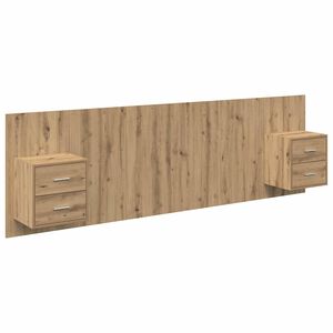 vidaXL Cabeceira com Arm&aacute;rio 3 pcs Carvalho Artesanal