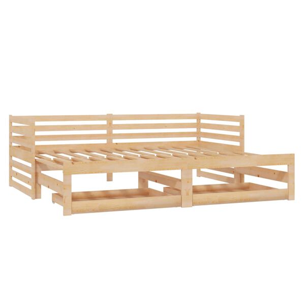 vidaXL Sof&aacute;-cama de puxar 2x(90x200) cm madeira de pinho maci&ccedil;a