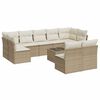 vidaXL 10 pcs conjunto de sof&aacute;s p/ jardim com almofad&otilde;es vime PE bege