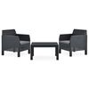 vidaXL 3 pcs conjunto lounge jardim com almofad&otilde;es vime PP antracite