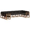 vidaXL Conjunto de Sof&aacute;s para Exterior 10 pcs Natural e Preto
