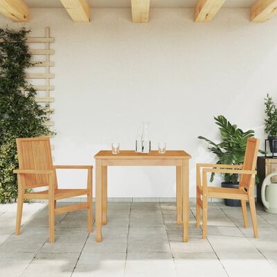 vidaXL Cadeiras de jardim empilháveis 2 pcs 56,5x57,5x91cm teca maciça