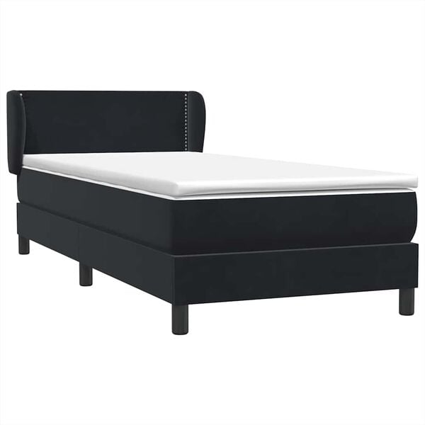 vidaXL Cama com molas/colch&atilde;o preto 80x210 cm veludo