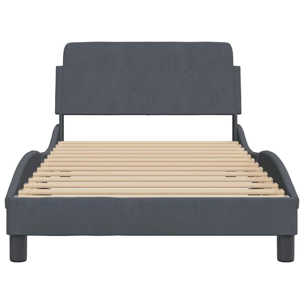 vidaXL Estrutura de cama Dover 100x203 cm veludo cinza-escuro