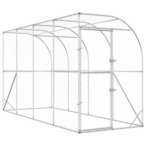 vidaXL Gaiola para Galinha Contra a Parede Prateado 600 x 150 x 215 cm