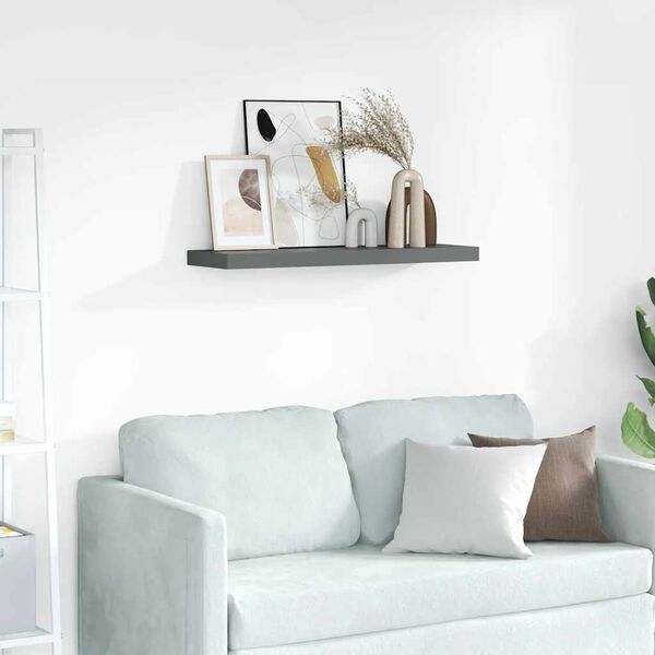 vidaXL Unidade de prateleiras com rebordo 2 pcs 80x9x3 cm MDF cinzento