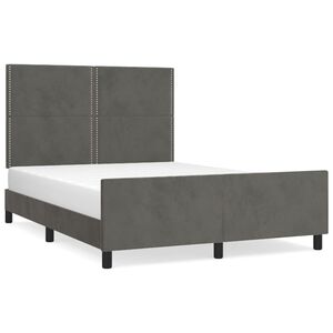vidaXL Estrutura de cama sem colch&atilde;o 140x200 cm veludo cinzento-escuro