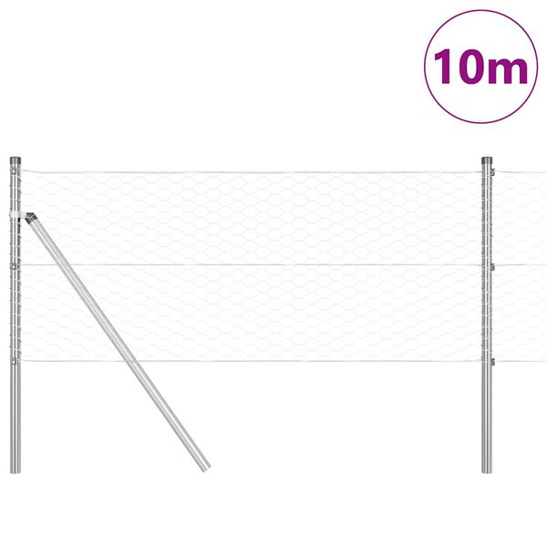 vidaXL Poste de Cerca Prateado 10 x 0,6 m (malha de 36 mm) A&ccedil;o