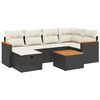 vidaXL 7 pcs conjunto de sof&aacute;s p/ jardim c/ almofad&otilde;es vime PE preto
