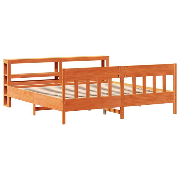 vidaXL Cama sem colch&atilde;o 200x200 cm pinho maci&ccedil;o castanho-mel