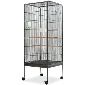 vidaXL Gaiola para p&aacute;ssaros 54x54x146 cm a&ccedil;o preto