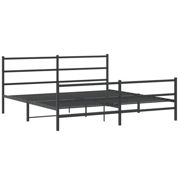vidaXL Estrutura de cama com cabeceira e p&eacute;s 183x213 cm metal preto