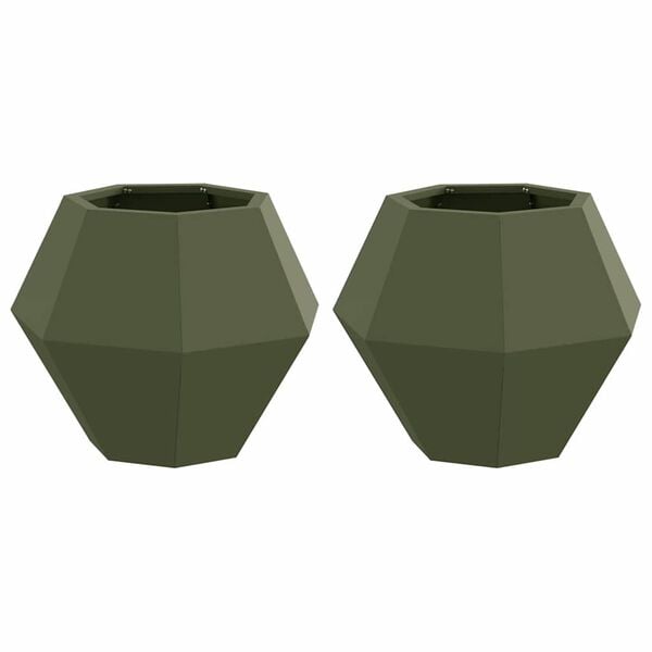 vidaXL Floreira 2 pcs Verde Oliva 50 x 50 x 40 cm A&ccedil;o