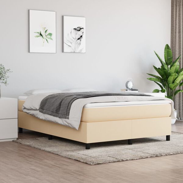 vidaXL Cama com molas/colch&atilde;o 140x200 cm tecido cor creme