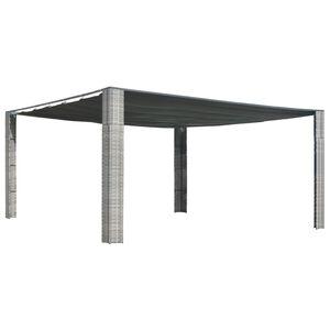 vidaXL Gazebo c/ teto deslizante vime 400x400x200 cm cinza e antracite