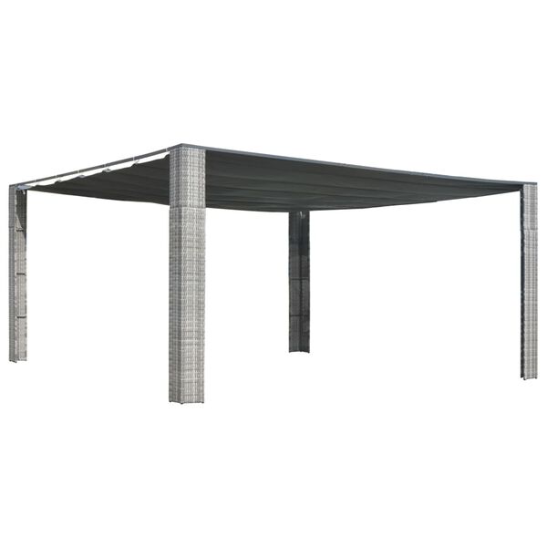 vidaXL Gazebo c/ teto deslizante vime 400x400x200 cm cinza e antracite