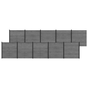 vidaXL Conjunto de Cercas 1737 x 186 cm WPC e Alum&iacute;nio Cinzento