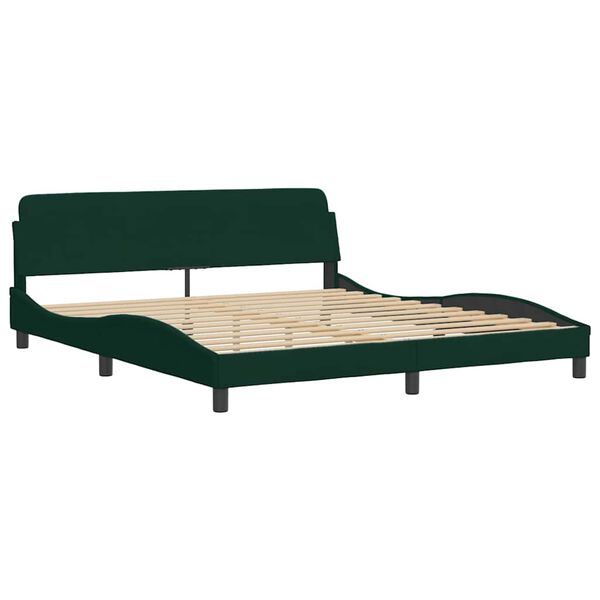vidaXL Cama com colch&atilde;o 180x200 cm veludo verde-escuro