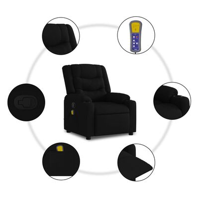 vidaXL Poltrona de massagens reclinável elevatória tecido preto