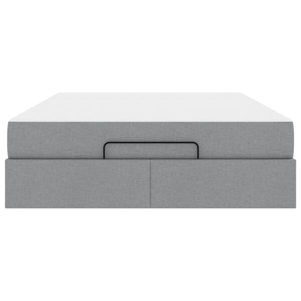 vidaXL Estrutura de cama com colch&atilde;o 2 pcs Cinzento-claro tecido