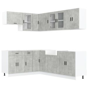 vidaXL 11 pe&ccedil;as arm&aacute;rio de cozinha conjunto Porto cinzento cimento