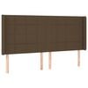 vidaXL Cabeceira cama c/ abas tecido 163x16x118/128 cm castanho-escuro