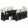 vidaXL 9 pcs conjunto de bistr&ocirc; p/ jardim c/ almofad&otilde;es vime PE preto