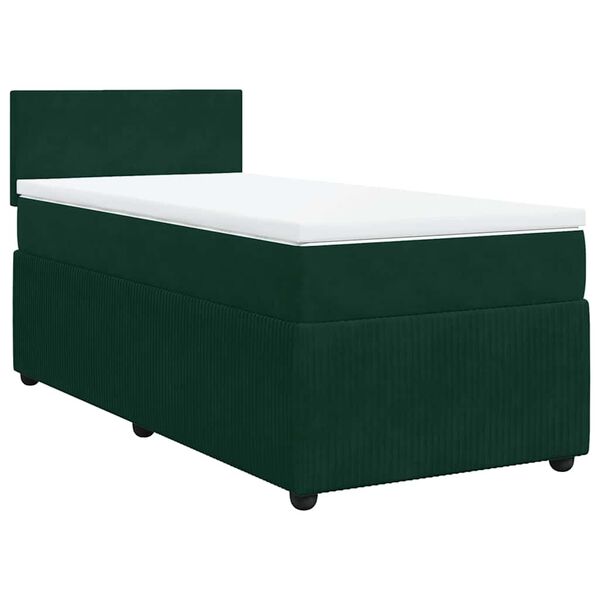 vidaXL Cama com molas/colch&atilde;o 90x200 cm veludo verde-escuro