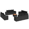 vidaXL 13 pcs conjunto de sof&aacute;s de jardim com almofad&otilde;es vime PE preto