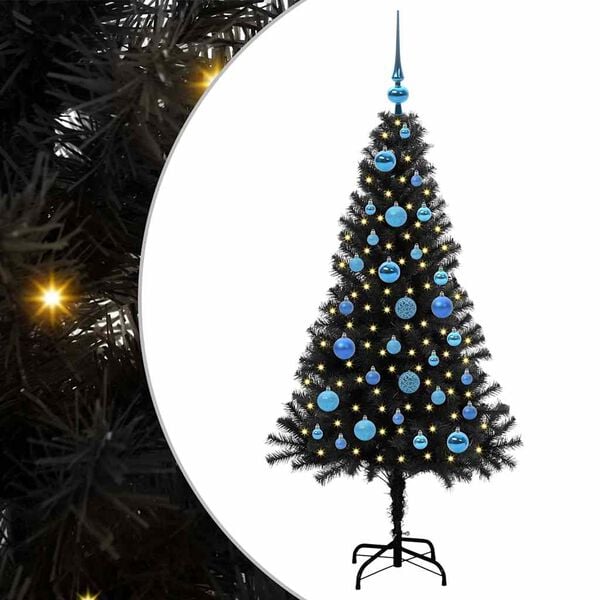 vidaXL &Aacute;rvore de Natal com 150 LEDs com suporte Preto 150 cm PVC