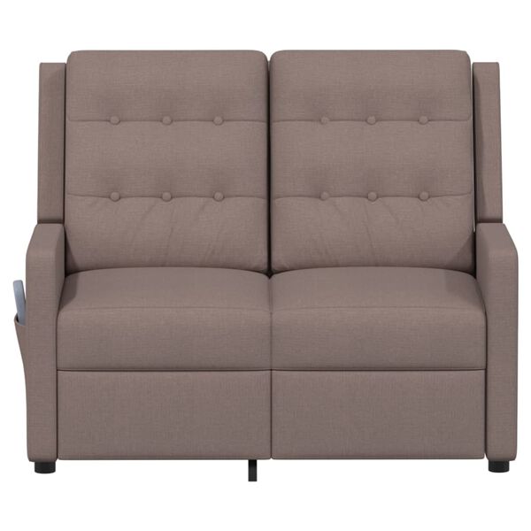 vidaXL Poltrona massagens 2 lug. reclin&aacute;vel tecido cinza-acastanhado