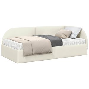 vidaXL Estrutura de Cama de Canto com Colch&atilde;o 2 unid. Creme