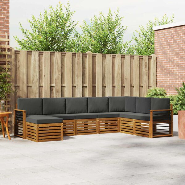 vidaXL Conjuntos de sof&aacute;s com almofada 8 pcs Natural e Antracite