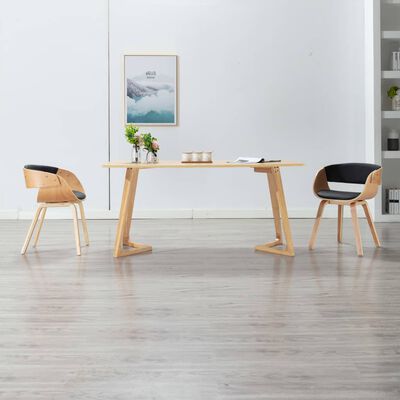 vidaXL Cadeira de jantar madeira curvada e couro artificial preto