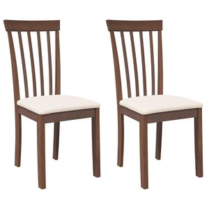 vidaXL Cadeiras de jantar com almofad&otilde;es 2 pcs madeira maci&ccedil;a castanho