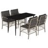 vidaXL 5 pcs conjunto de jantar p/ jardim c/ almofad&otilde;es cinzento claro