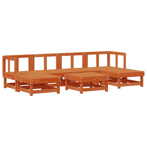 vidaXL Conjunto de Lounge de Jardim 7 pcs Castanho Cera