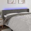 vidaXL Cabeceira cama c/ luzes LED veludo 203x16x78/88cm cinza-escuro