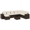 vidaXL 9 pcs conjunto sof&aacute;s p/ jardim c/ almofad&otilde;es vime PE castanho