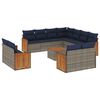 vidaXL Conjunto de sof&aacute; de jardim com 12 pe&ccedil;as e almofadas em rattan sint&eacute;tico cinza