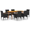 vidaXL 7 pcs conjunto de jantar para jardim preto
