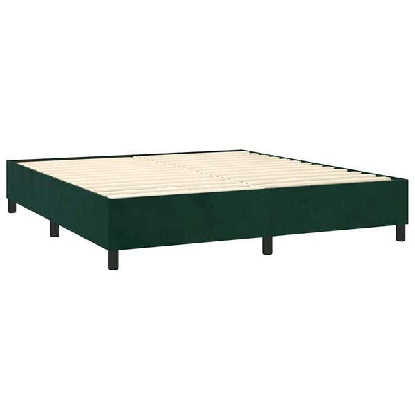 vidaXL Cama com molas/colch&atilde;o 160x200 cm veludo verde-escuro
