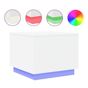 vidaXL Mesa de centro com luzes LED 50x50x40 cm branco