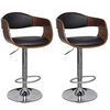 vidaXL Bancos de bar 2 pcs madeira curvada e couro artificial